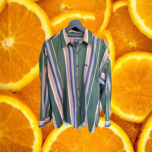Chaps Button Up Pink, Green and Blue‎ Striped Size Large